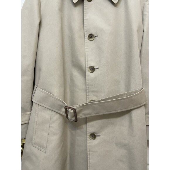 London Fog Men's Trench Coat Pea coat Zip Out Lining Size 42 Reg Tan VTG - Picture 4 of 16
